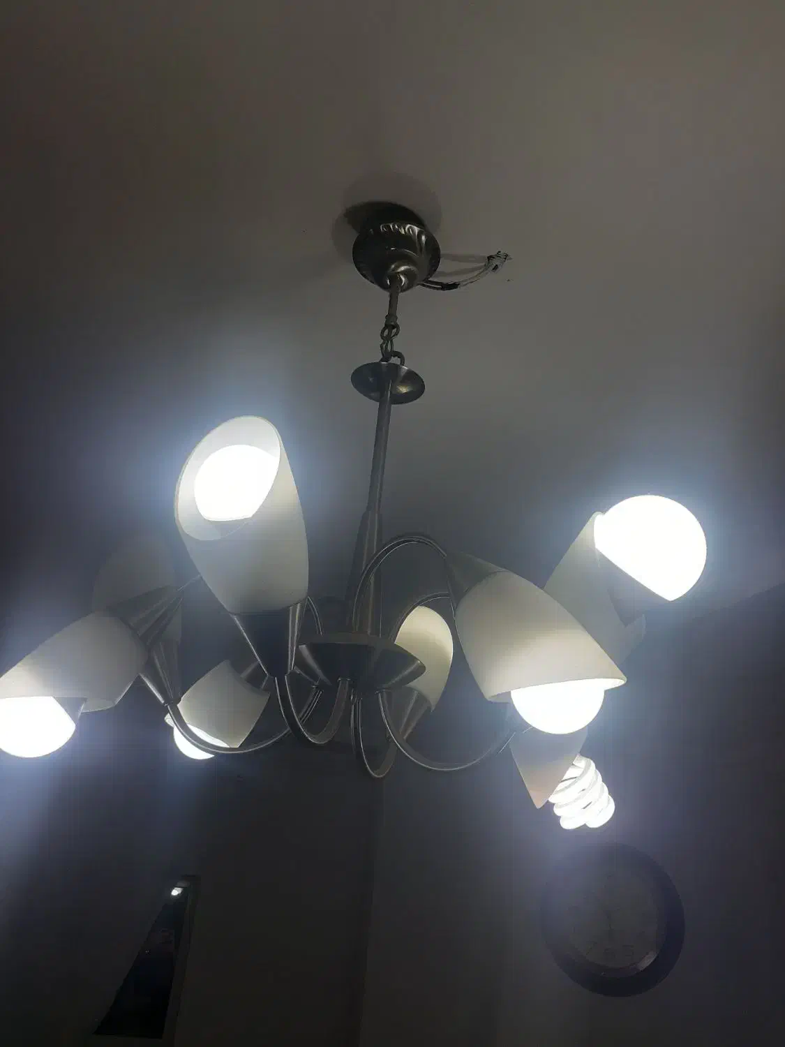 لوستر8شاخه استیل|لوستر و چراغ آویز|رشت, پستک|دیوار