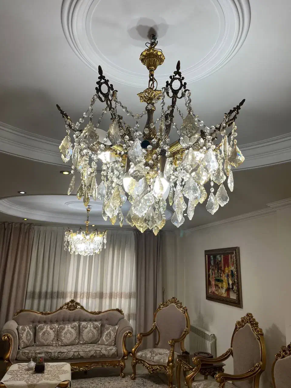 ۲عدد لوستر برنجی جفت|لوستر و چراغ آویز|تهران, جنت‌آباد مرکزی|دیوار