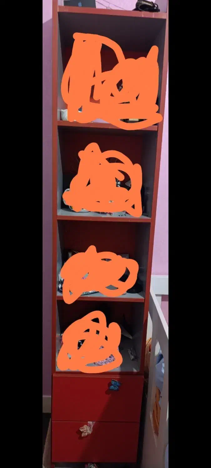 بوفه رنگ طوسی قرمز|کتابخانه، شلف، قفسههای دیواری|گرگان, |دیوار