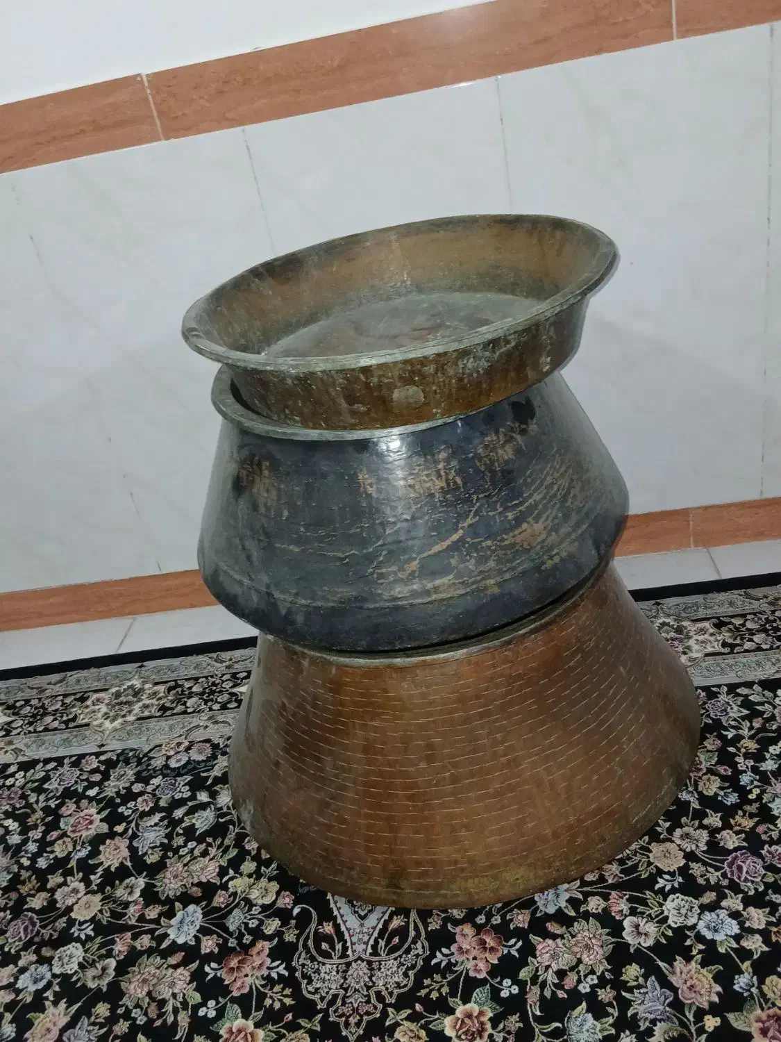 ۲عدد قزان مسی و۱عدد تشت مسی|ظروف پختوپز|کرمانشاه, |دیوار