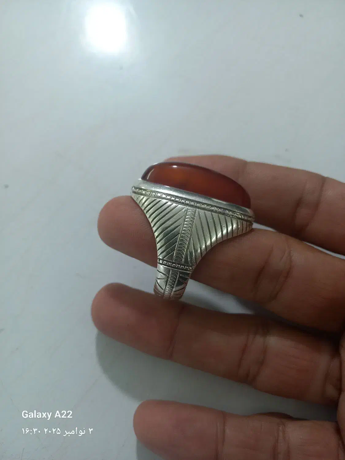 انگشتر نقره ساچمه نگین عقیق دستسازتهران سید|جواهرات|ری, اقدسیه|دیوار