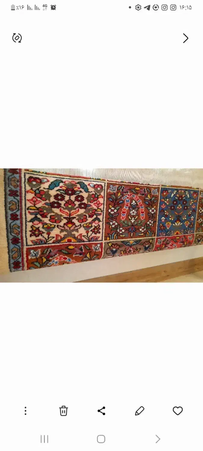 قالی نیمه کاره ۶ تا صدتایی نخ نایینی آماده بافتن|فرش|اصفهان, شاه پسند|دیوار