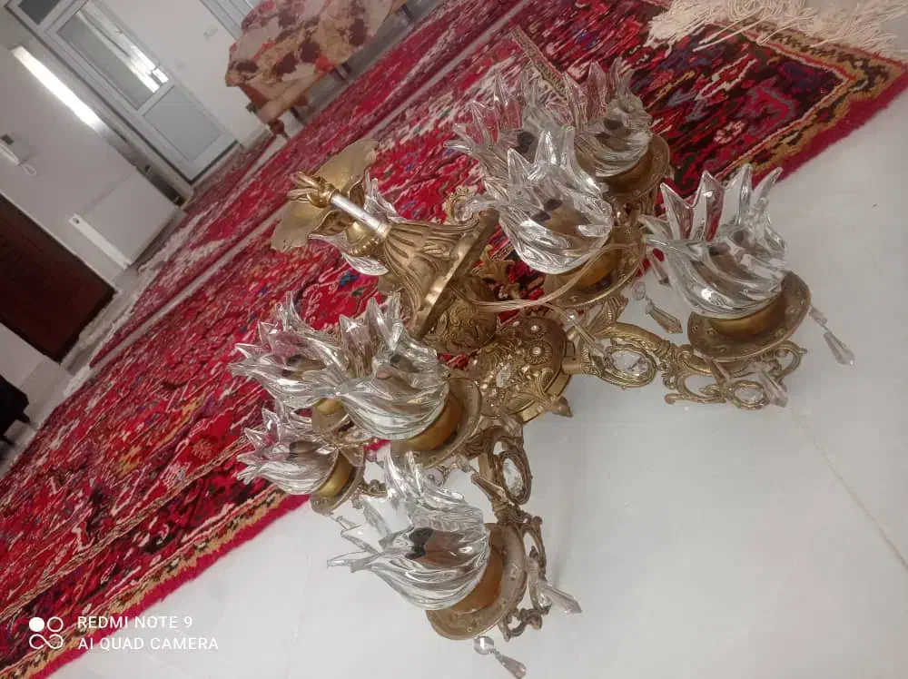 لوستر برنجی|لوستر و چراغ آویز|هشترود, |دیوار