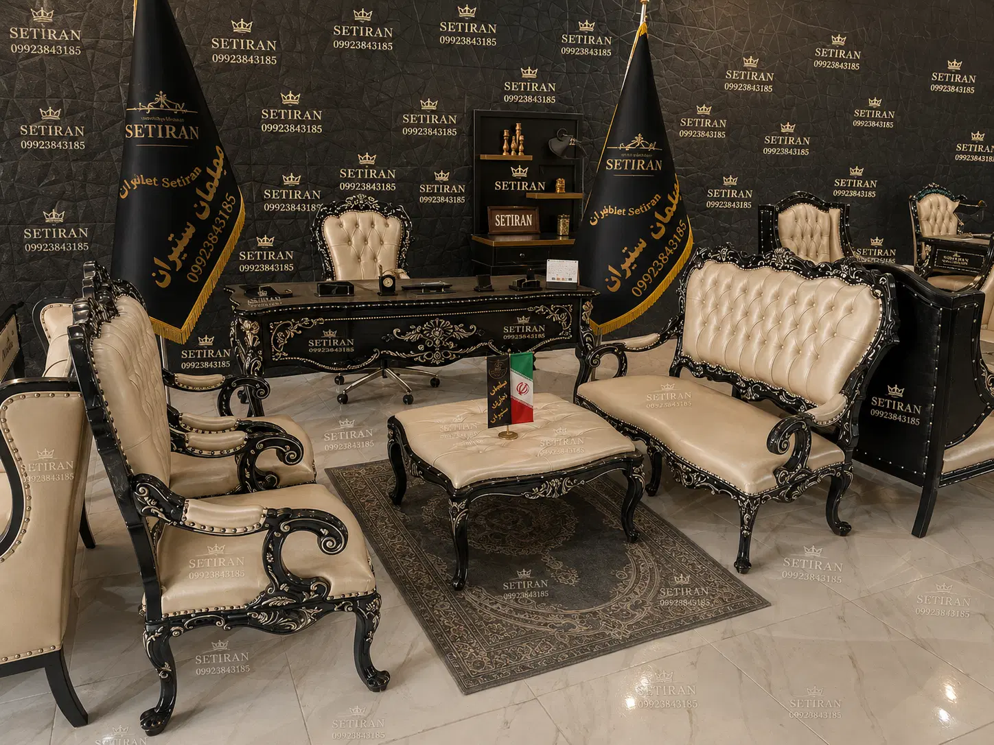 مبل کلاسیک ست کلاسیک با چرم مات براق|مبلمان اداری|تهران, زیبادشت|دیوار