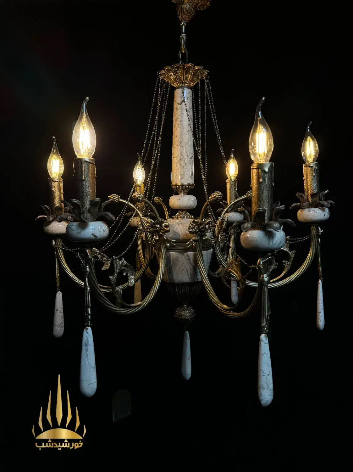 لوستر برنجی با آنتیک پرداخت بلند مدت|لوستر و چراغ آویز|اراک, |دیوار