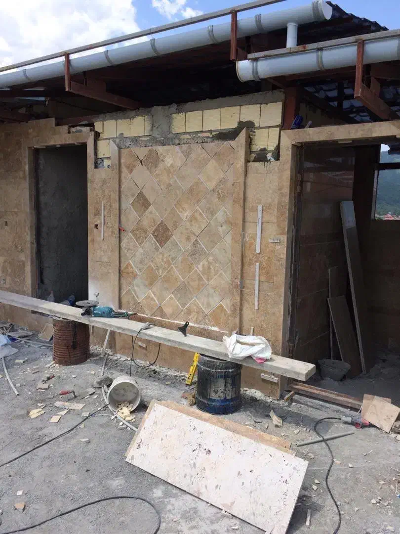 سنگ کاری نما پله قلیانی قرنیز باربیکیو|خدمات پیشه و مهارت|رامسر, |دیوار