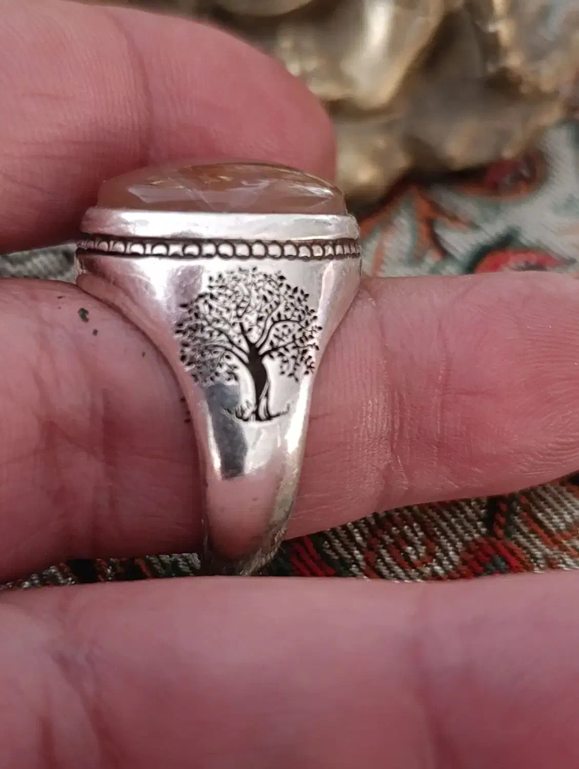 انگشتر قدیمی با نگین اصل یمنی|کلکسیون اشیاء عتیقه|شیراز, انجیر|دیوار