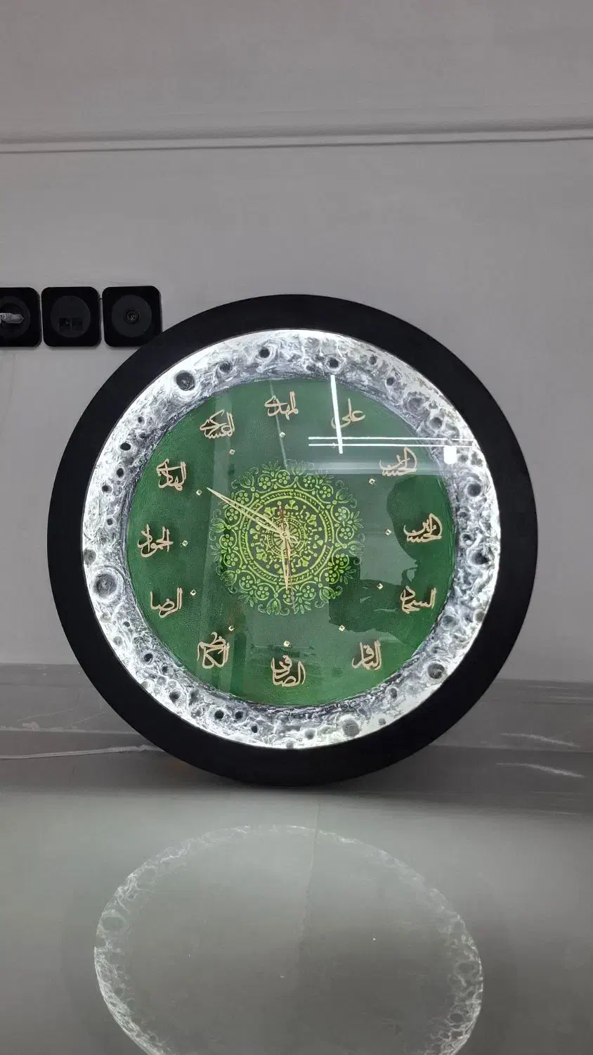 تابلو ساعت ظهور مزین به نام 12 امام|ساعت دیواری و تزئینی|قدس, شهر‌قدس|دیوار