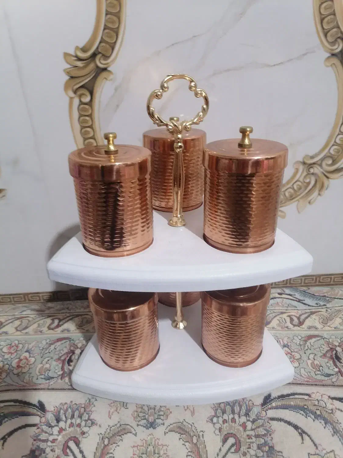 ست پاسماوری مسی دو طبقه زنجان|صنایع دستی و سایر لوازم تزئینی|رباطکریم, الارد|دیوار