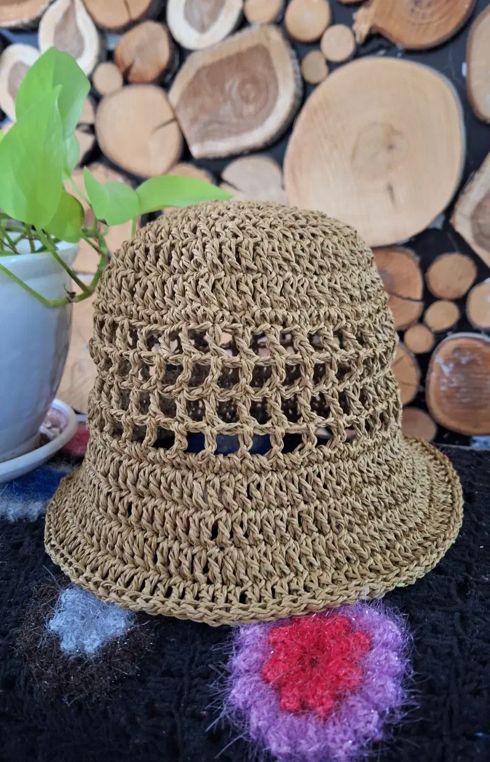 کلاه ساحلی دستباف رافیا|لباس|جم, |دیوار