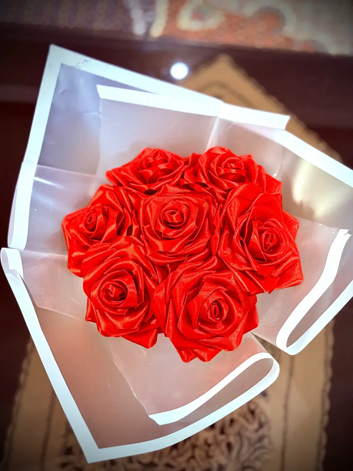 گل رز از جنس روبان|گل مصنوعی|اردبیل, |دیوار