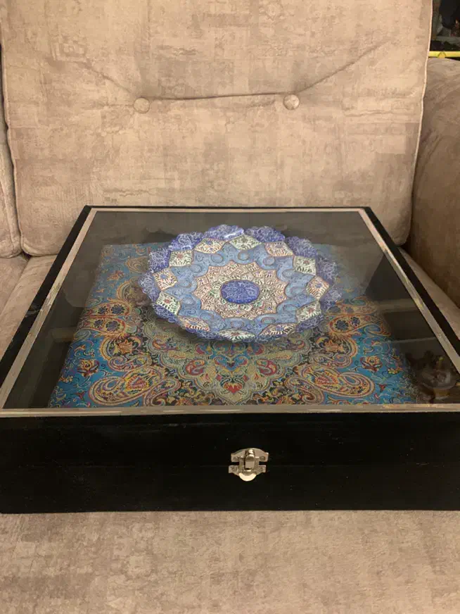صنایع دستی رومیزی ترمه + بشقاب مینا دیواری|صنایع دستی و سایر لوازم تزئینی|تهران, آسمان|دیوار