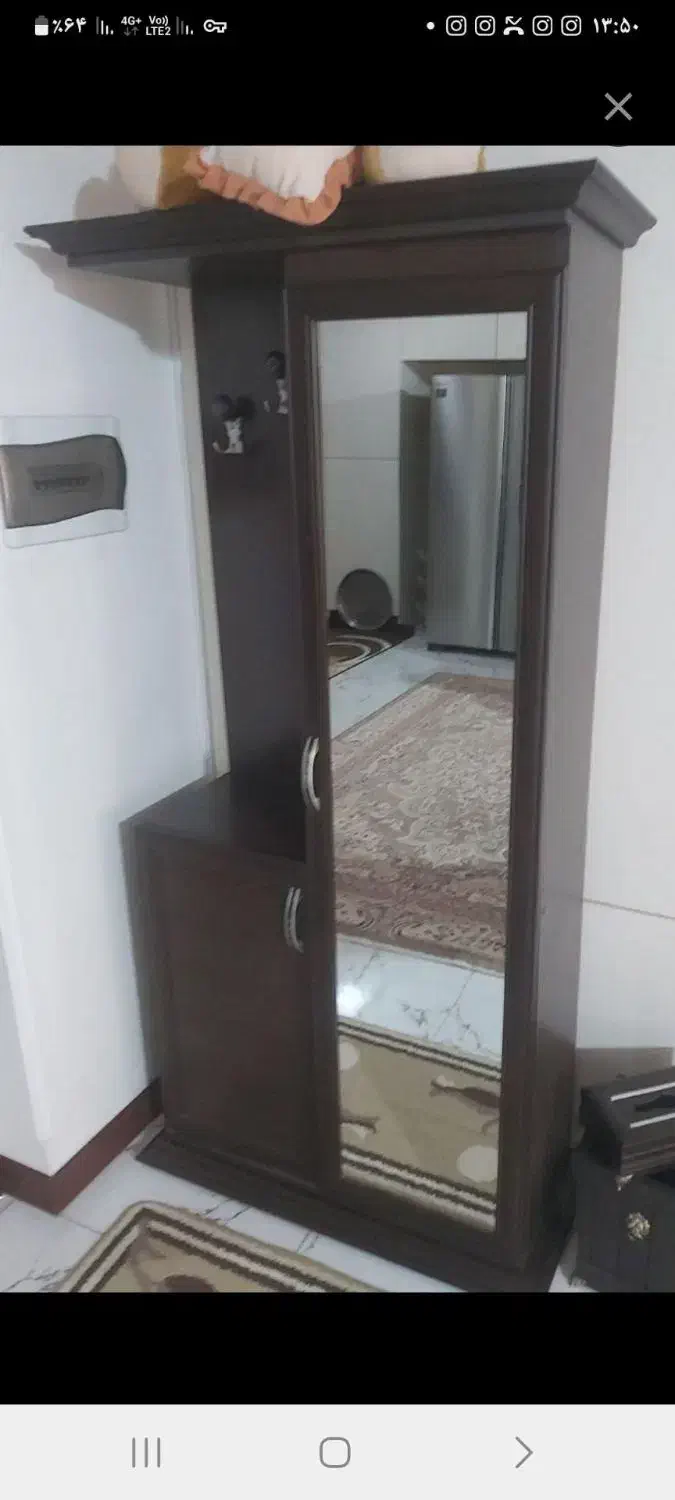 جاکفشی بلندآینه دارتروتمیزبدون خطوخش|جاکفشی، کمد، دراور|اسلام‌شهر, شهرک قائمیه|دیوار