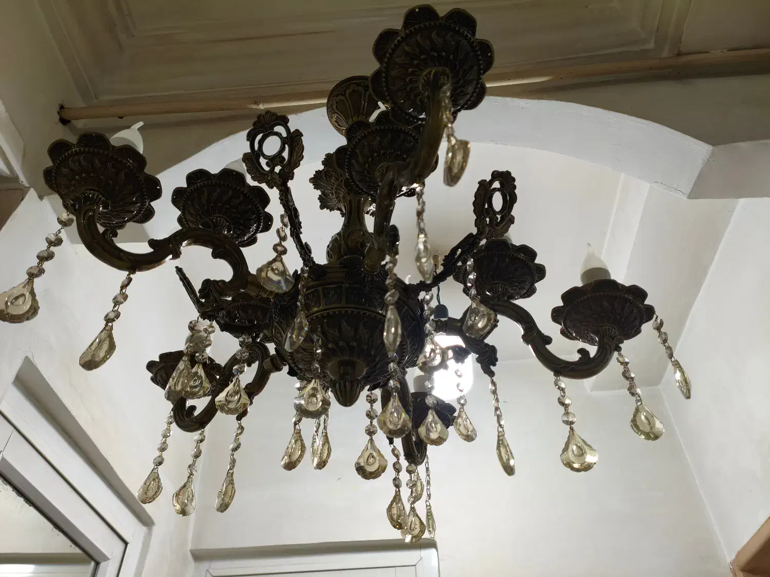 لوستر ۱۰ شعله برنجی|لوستر و چراغ آویز|گرگان, |دیوار