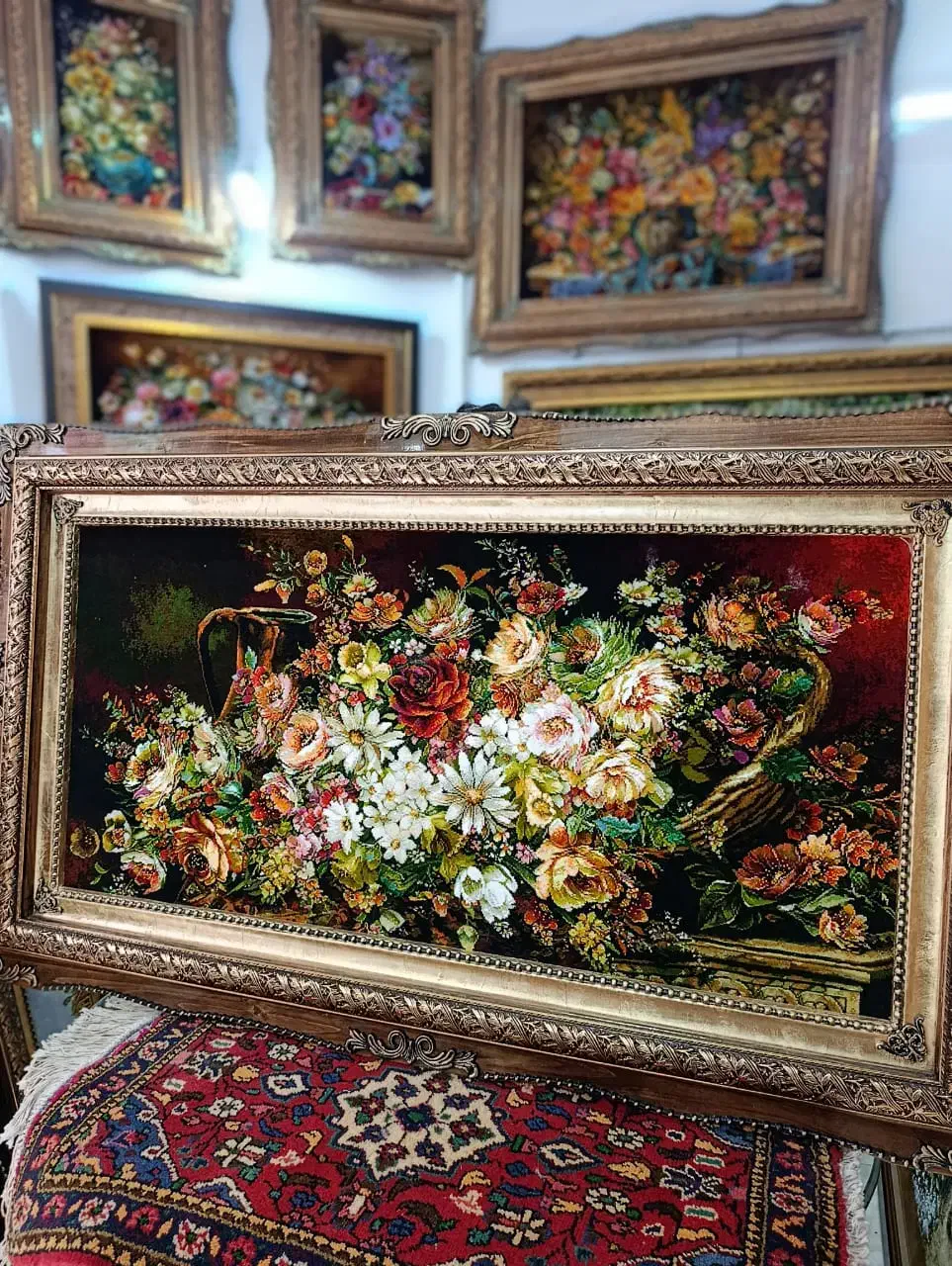 تابلو فرش ظریف چله ابریشم گل ریخته/نقد و اقساط|تابلو فرش|تهران, بوستان جنگلی لویزان|دیوار