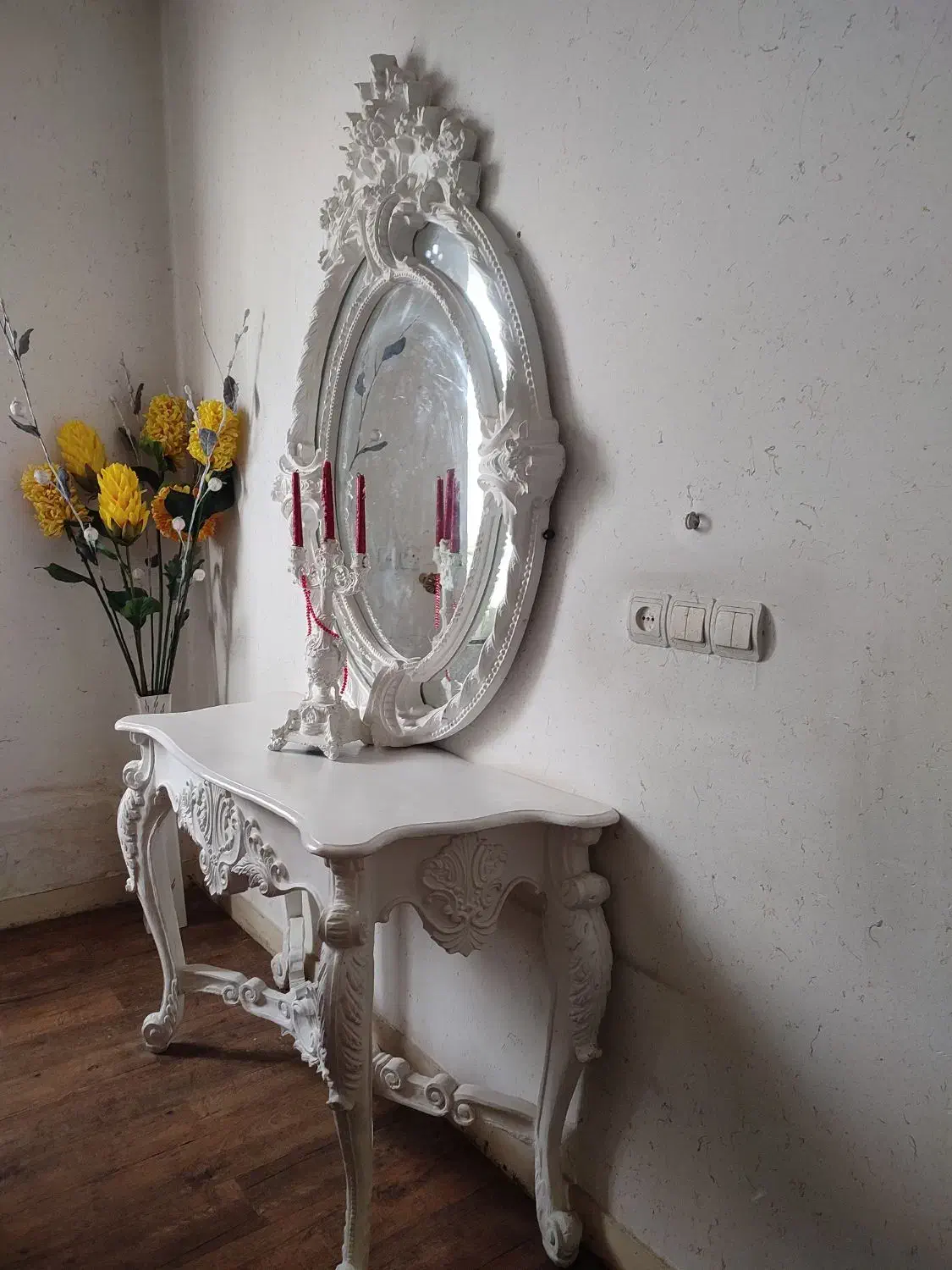 آینه و کنسول رنگ سفید|بوفه، ویترین، کنسول|اندیمشک, |دیوار