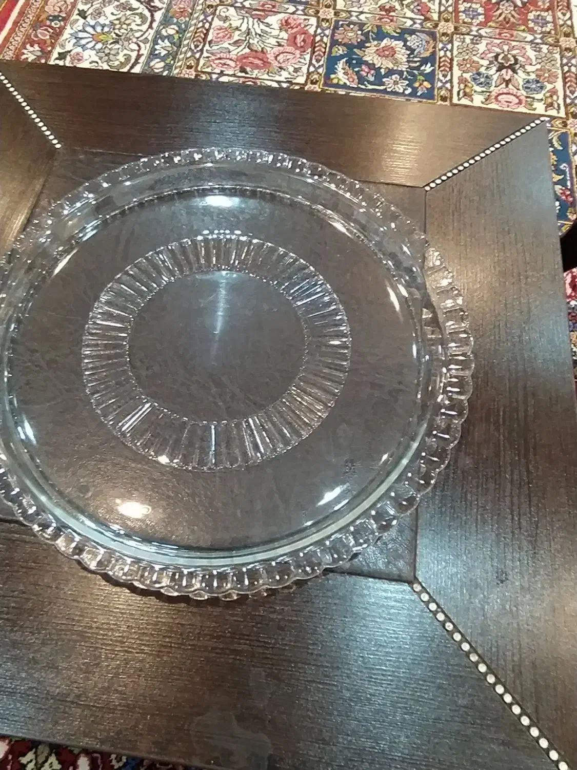 دو عدد سینی کریستال و 12 عدد لیوان فرانسه|ظروف سرو و پذیرایی|فارسان, |دیوار