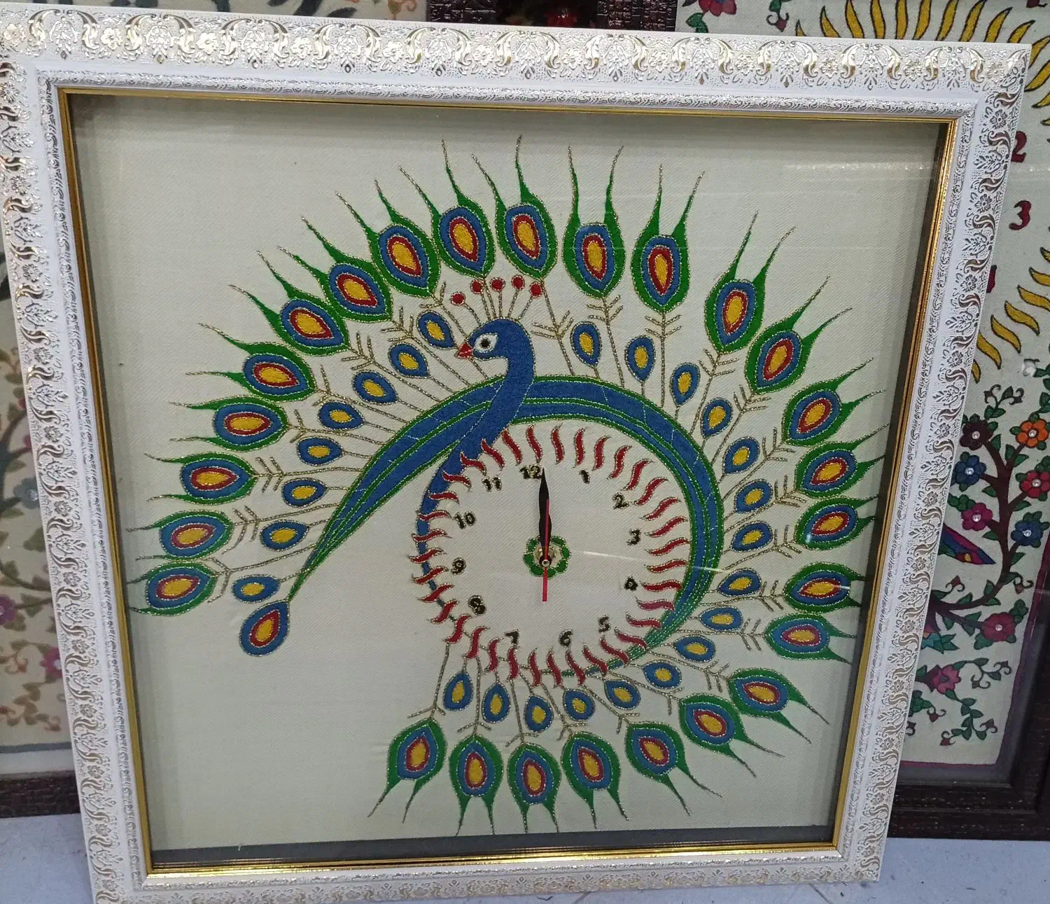 پته ساعت طاووس|ساعت دیواری و تزئینی|بافت, |دیوار