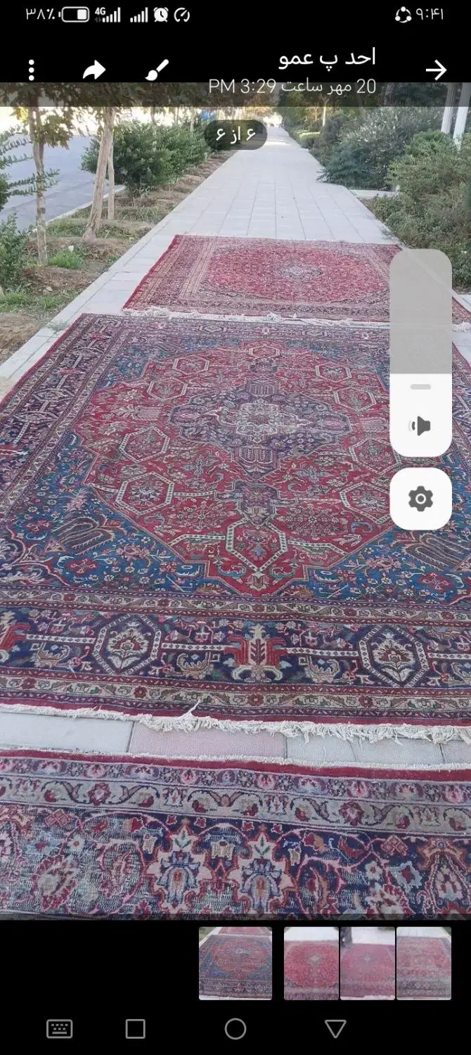 3تخته فرش دستبافت کارکرده|فرش|میانه, |دیوار