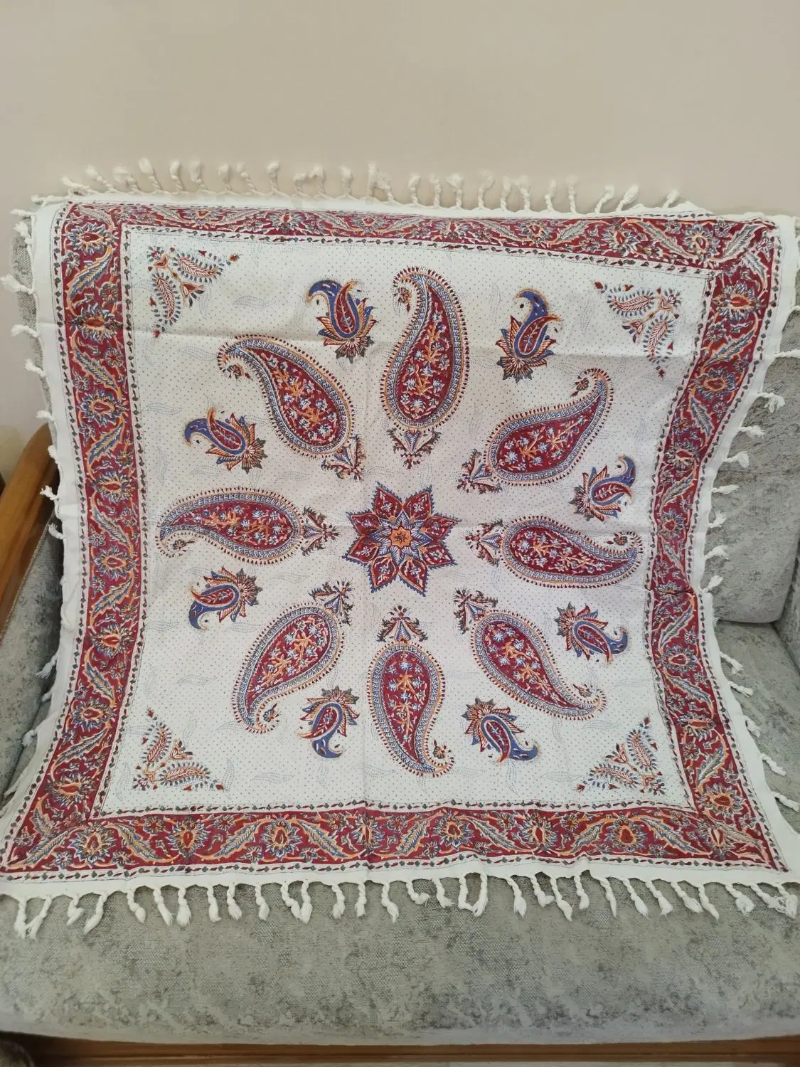 رومیزی های قلمکاری اصفهان با مهر انتیک پارچه مخمل|پرده، رانر، رومیزی|تهران, صاحب الزمان|دیوار