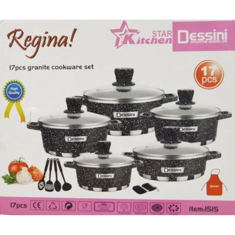 سرویس قابلمه مارک دسینی 17تیکه تابه رژیمی چدن حارج|ظروف پختوپز|یزد, |دیوار