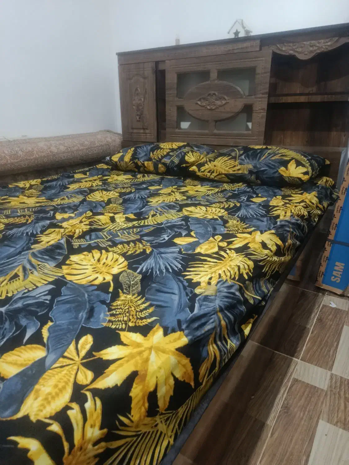 تخت خواب دونفره همراه تشک و دراور|تشک تختخواب|زابل, |دیوار