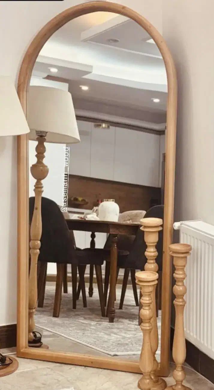 آینه چوبی رنگ روشن|آینه|رشت, یخسازی|دیوار