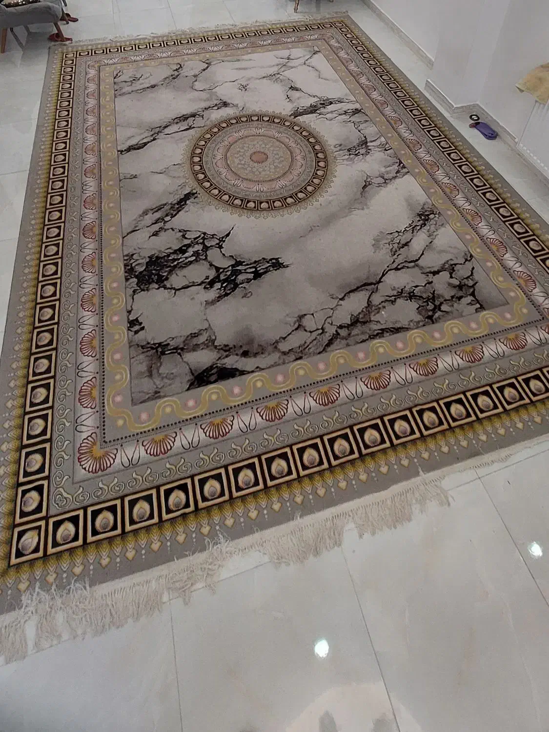 فرش 12 متری  طرح سنگ کم پیدا  ۷۰۰ شانه سالم|فرش|رشت, بوسار|دیوار