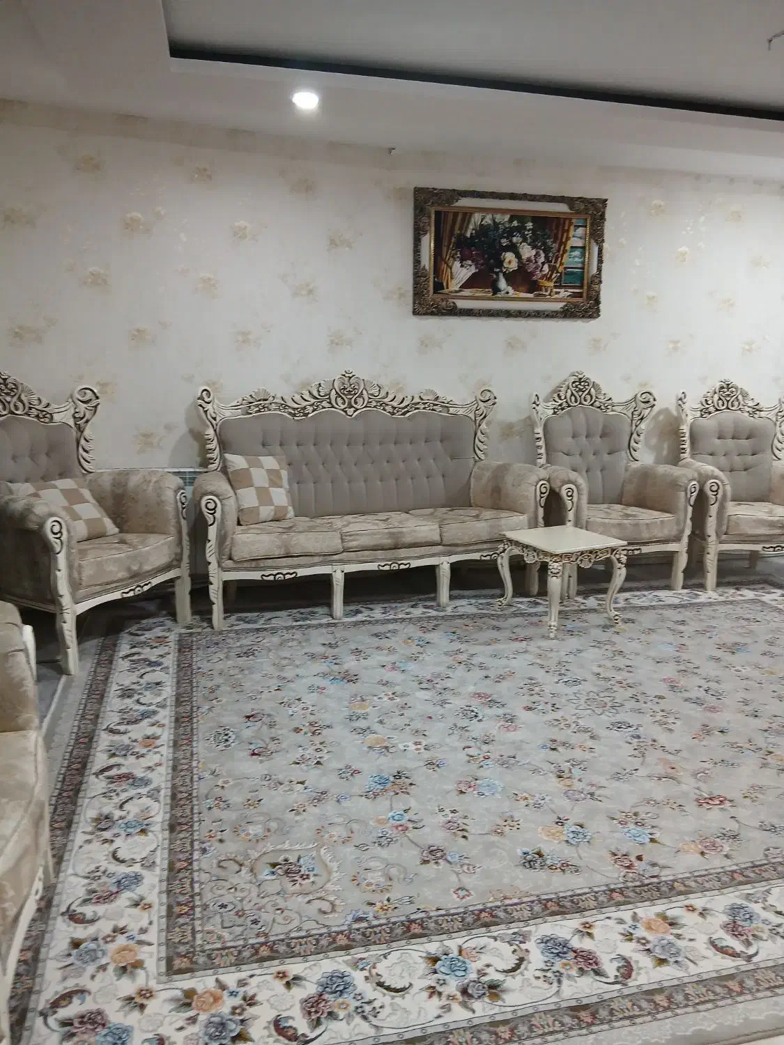 مبل 6 نفره سلطنتی چوب کاج عسل|مبلمان خانگی و میز عسلی|بانه, |دیوار