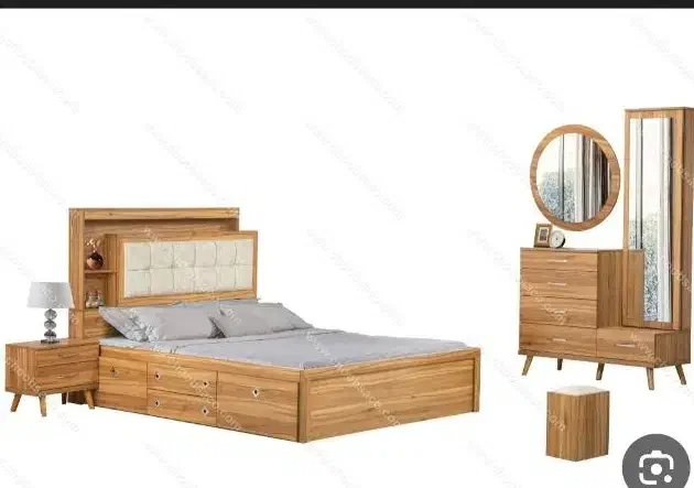 تخت خواب و میز آرایش|تخت و سرویس خواب|جنت, |دیوار