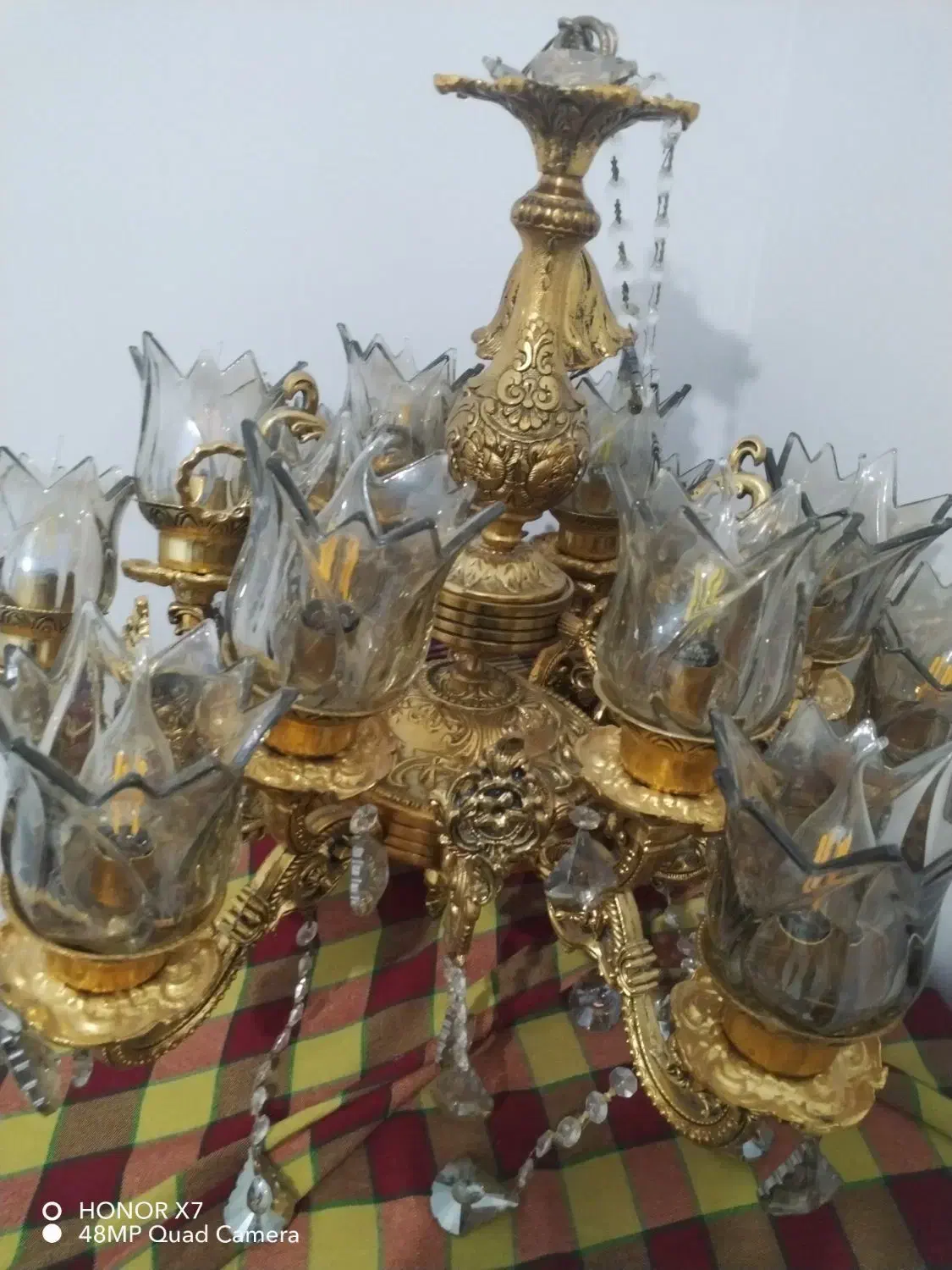 لوستر برنجی 12شعله|لوستر و چراغ آویز|مشهد, پروین اعتصامی|دیوار