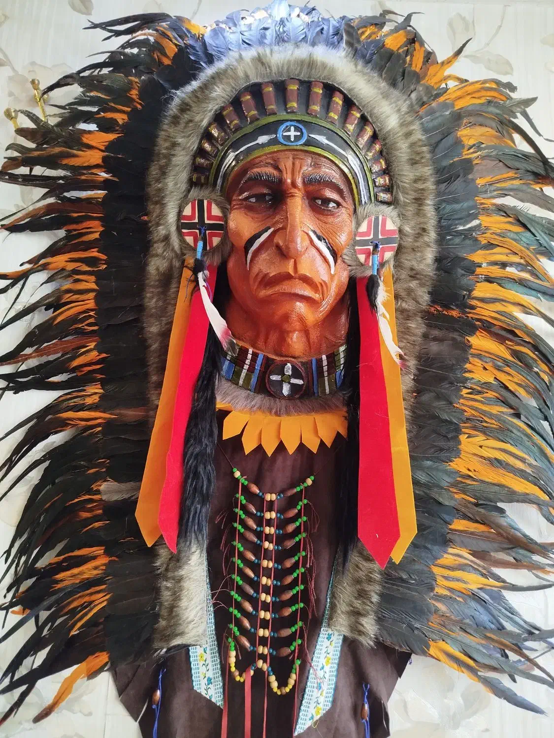 مجسمه دیوارکوب صورتک سرخ پوست|تابلو، نقاشی، عکس|شیراز, شهرک جماران|دیوار