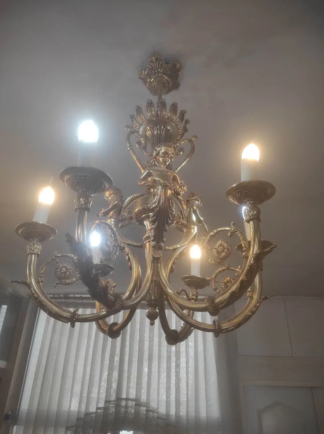 لوستر برنز اصل قدیمی|لوستر و چراغ آویز|اصفهان, بهاران|دیوار