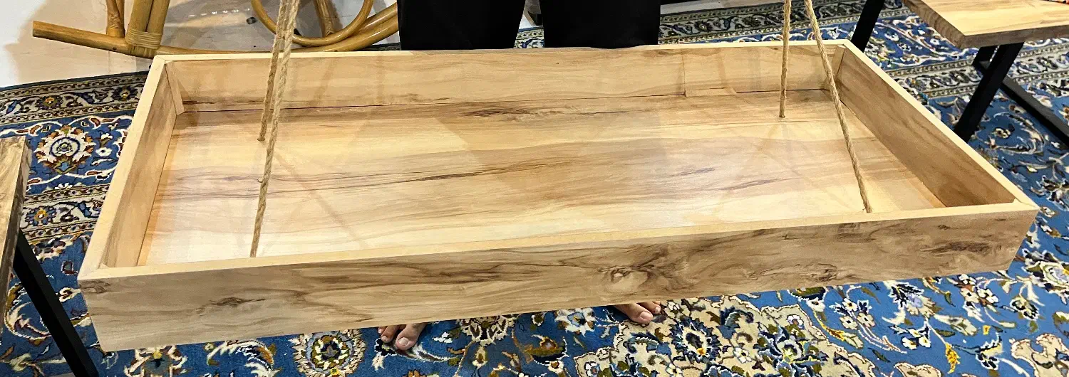 شلف ام دی اف طرح چوب طناب کنفی|کتابخانه، شلف، قفسههای دیواری|قم, شهرک قدس|دیوار