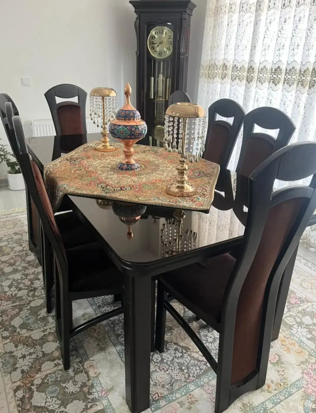 میز و صندلی نهار خوری چوبی ۸نفره|میز و صندلی غذاخوری|دوگنبدان, |دیوار