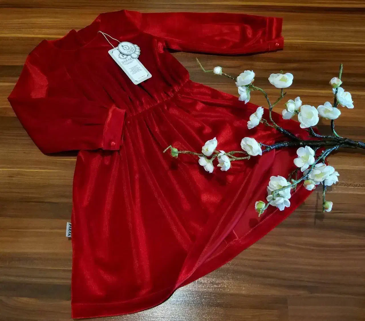 سارافون مخمل قرمز دخترانه یلدایی|کفش و لباس بچه|رشت, نیکمرام|دیوار