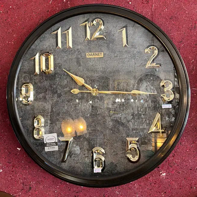 ساعت دیواری قطر ۶۰ مشکی طلایی کادو هدیه جهیزیه|ساعت دیواری و تزئینی|مشهد, شاهد (شهرک غرب)|دیوار