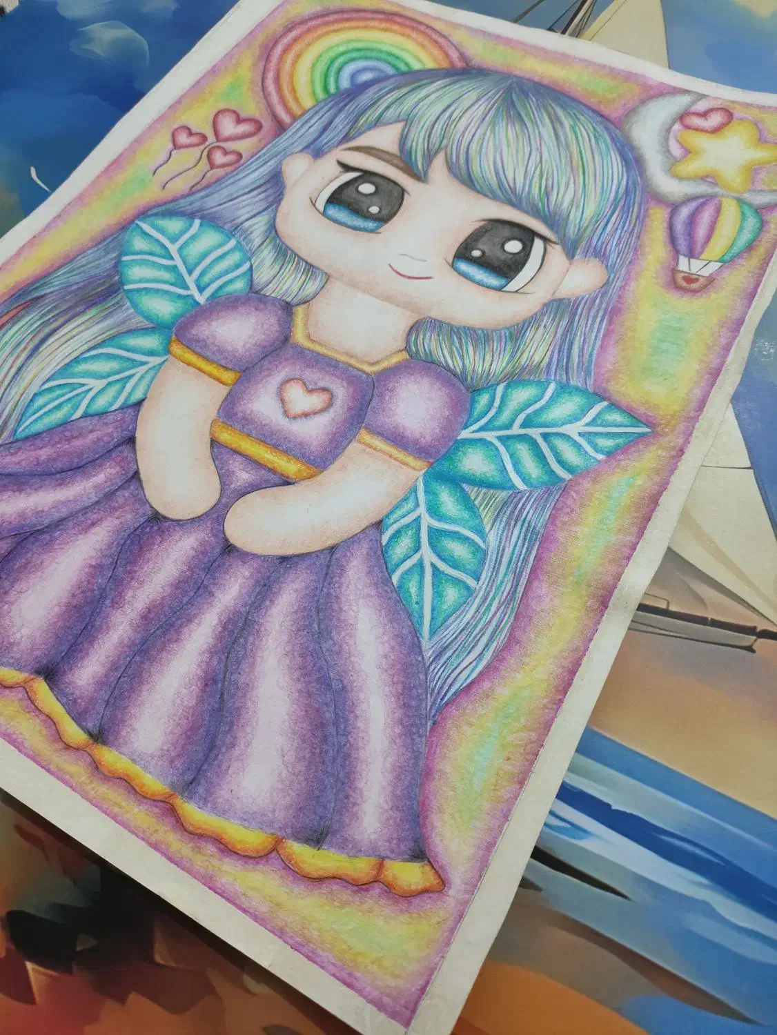 نقاشی با تکنیک مداد رنگی|تابلو، نقاشی، عکس|شهریار, شهرک وائین|دیوار