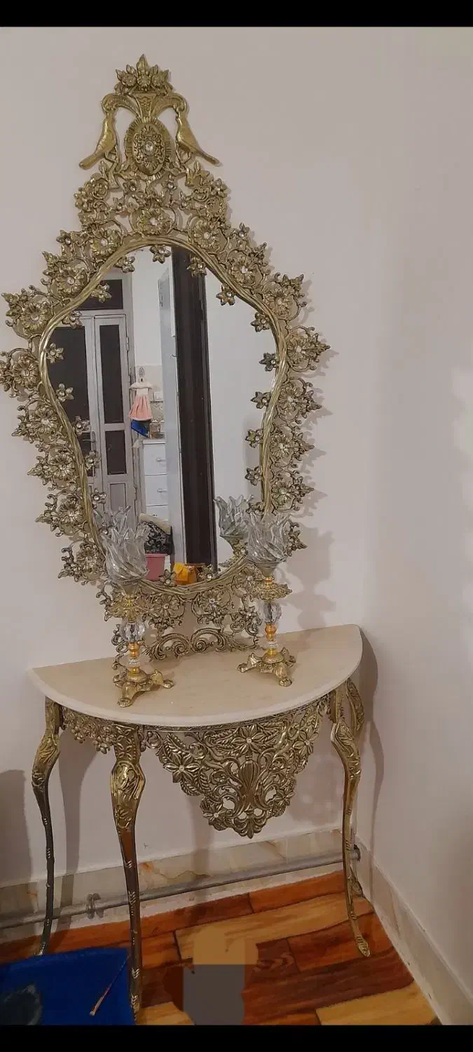 ایینه شمدان نیمه برنز|مبلمان خانگی و میز عسلی|اهر, |دیوار