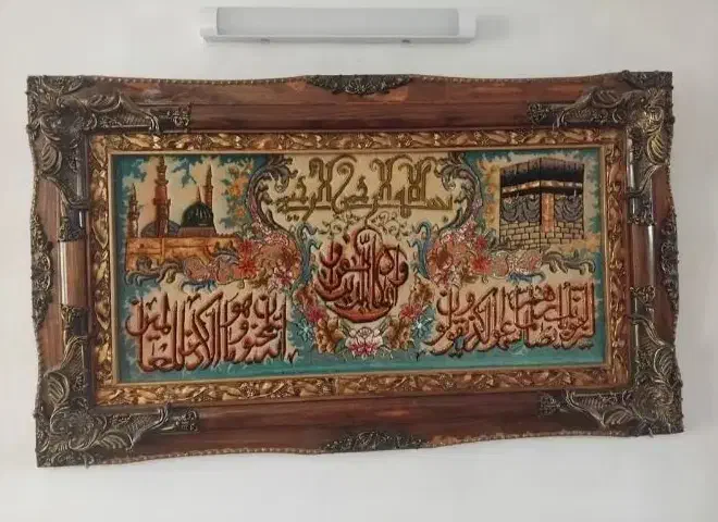 تابلو فرش دستبافت گل هاش فقط ابریشم هست|تابلو فرش|میانه, |دیوار