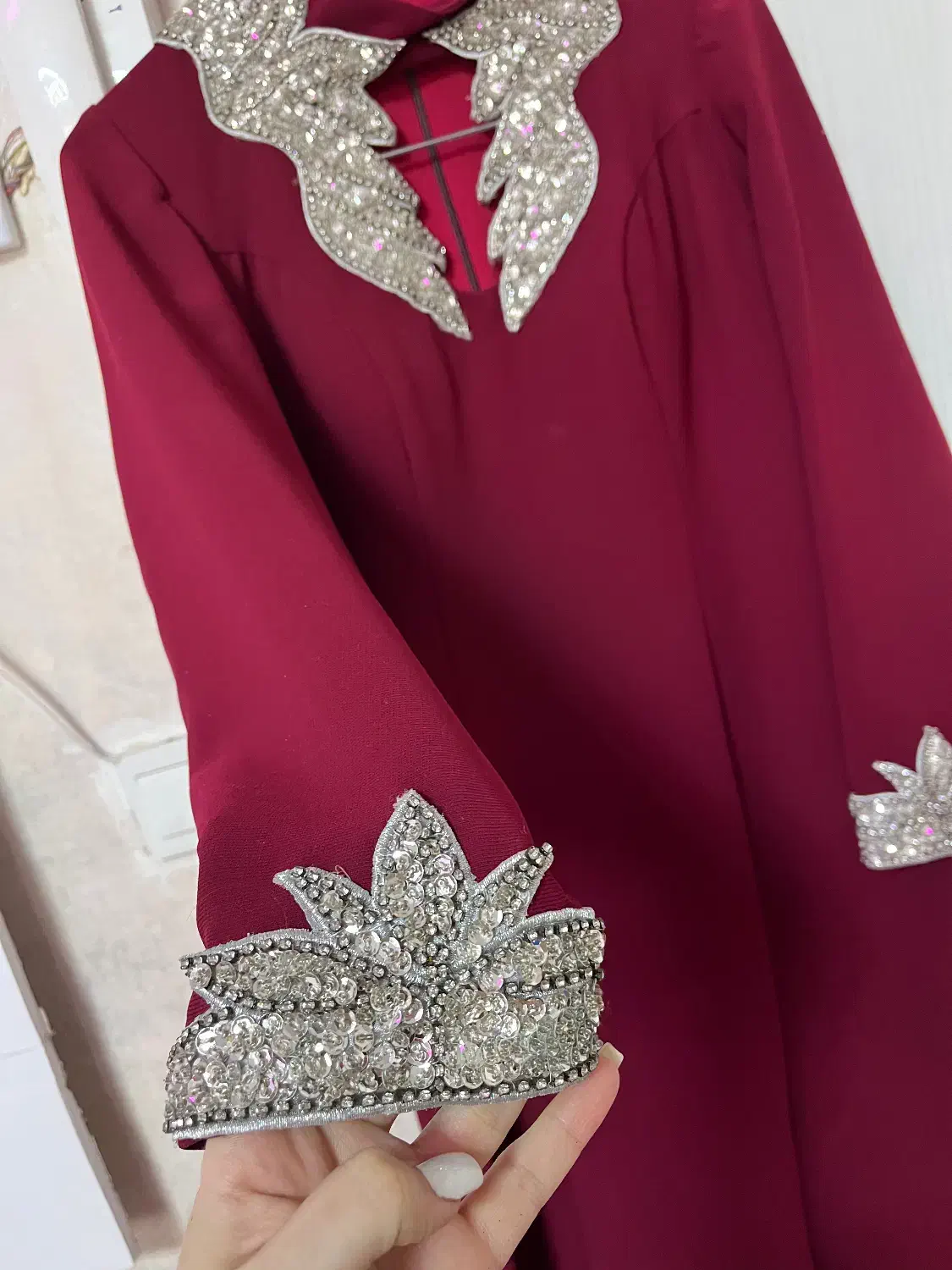 لباس مجلسی کار شده زرشکی|لباس|باقرشهر, |دیوار