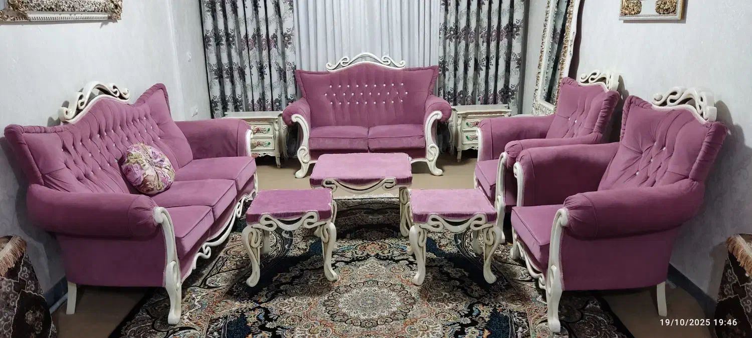 مبلمان ۷ نفره تمام چوب راش|مبلمان خانگی و میز عسلی|نسیم‌شهر, |دیوار