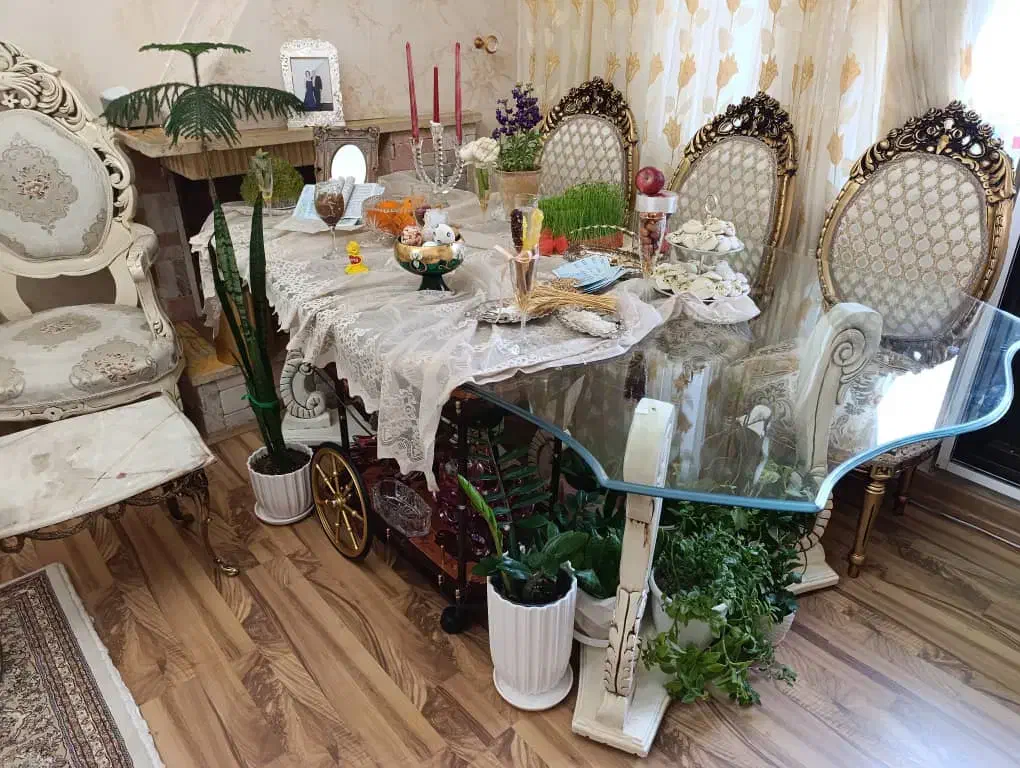 میز نهارخوری شیشه ای 8نفری|میز و صندلی غذاخوری|باسمنج, |دیوار