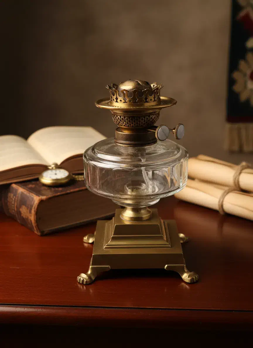 چراغ دوفیتیله ای قدیمی|کلکسیون اشیاء عتیقه|داران, |دیوار