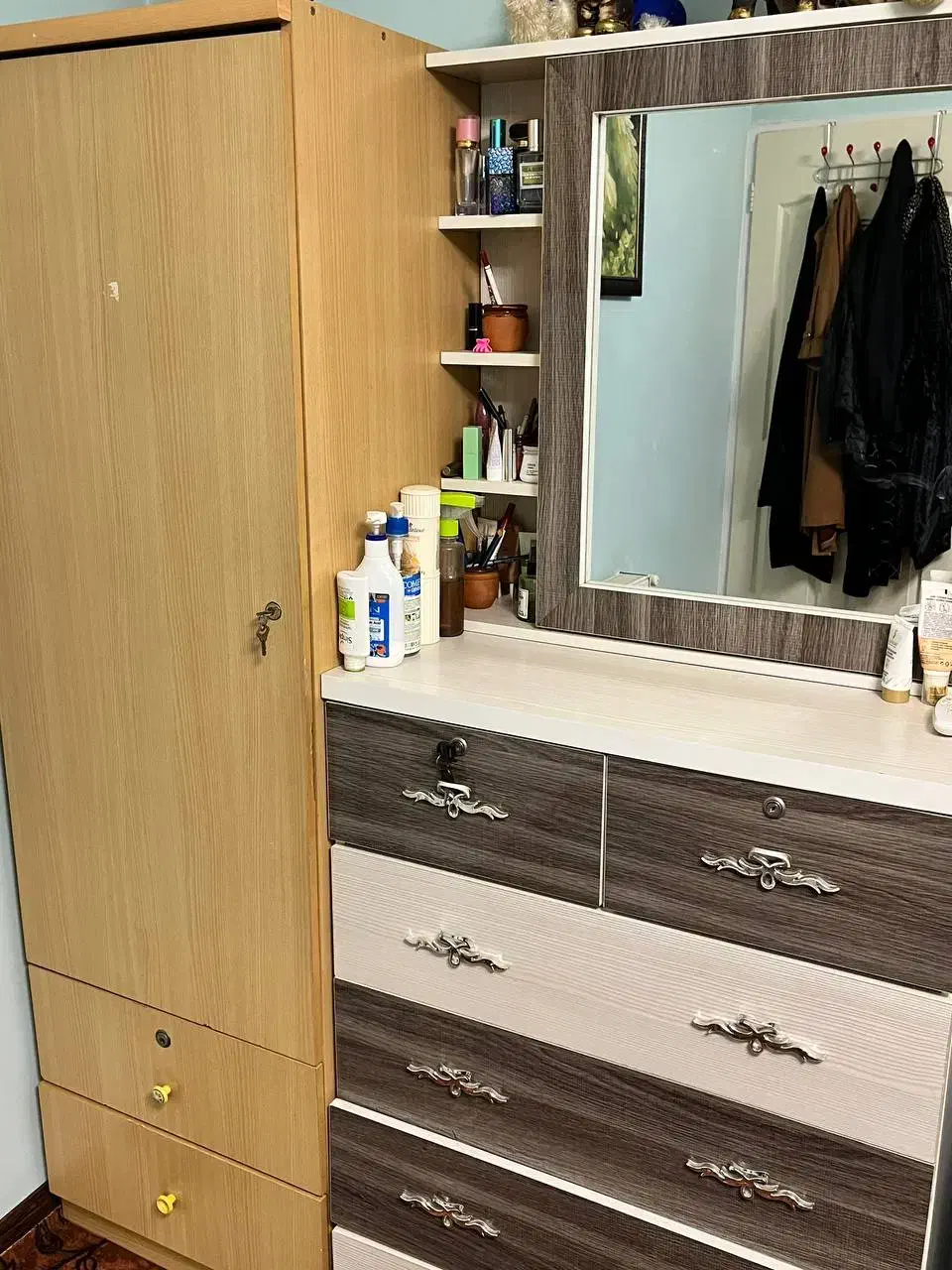 دراور آینه دار کمد قدی|جاکفشی، کمد، دراور|مشکیندشت, |دیوار