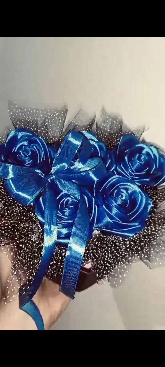 رز روبانی دسته گل باکس گل بوکت تک شاخه|گل مصنوعی|میانه, |دیوار