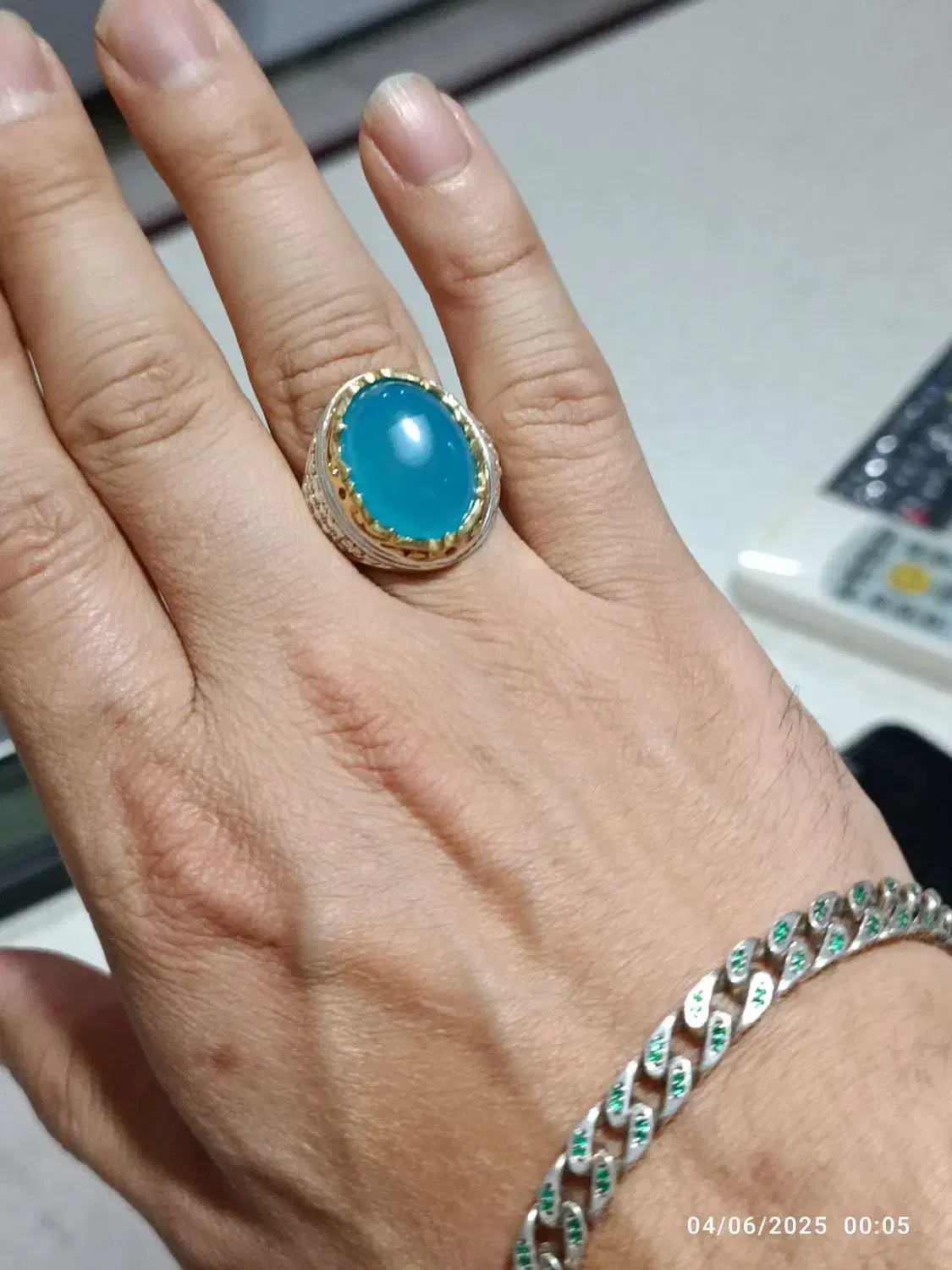 انگشتر نقره عقیق ابی|کلکسیون اشیاء عتیقه|تهران, باشگاه نفت|دیوار