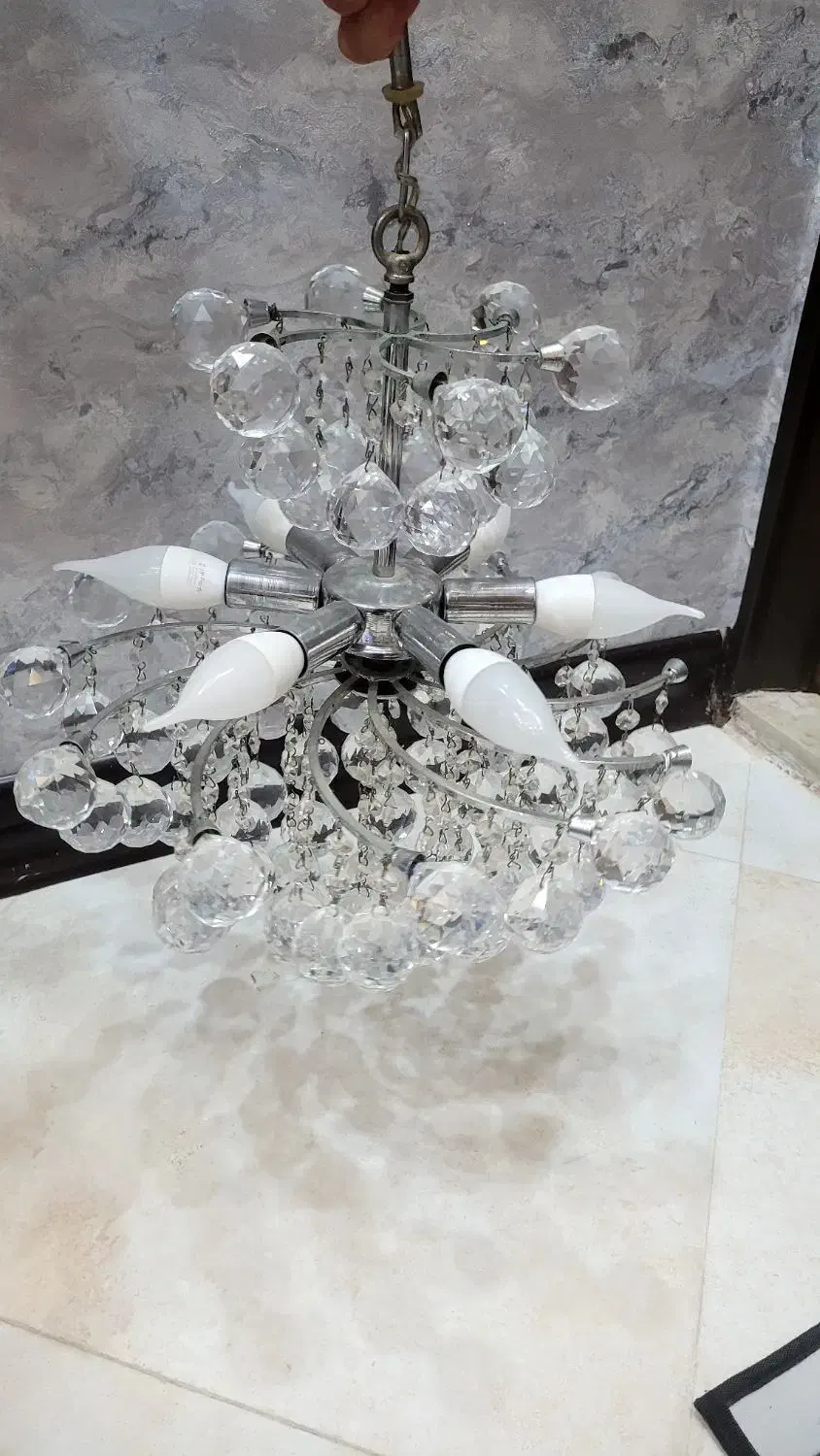 لوستر کریستالی ۱ عدد|لوستر و چراغ آویز|رشت, کوی مهر|دیوار