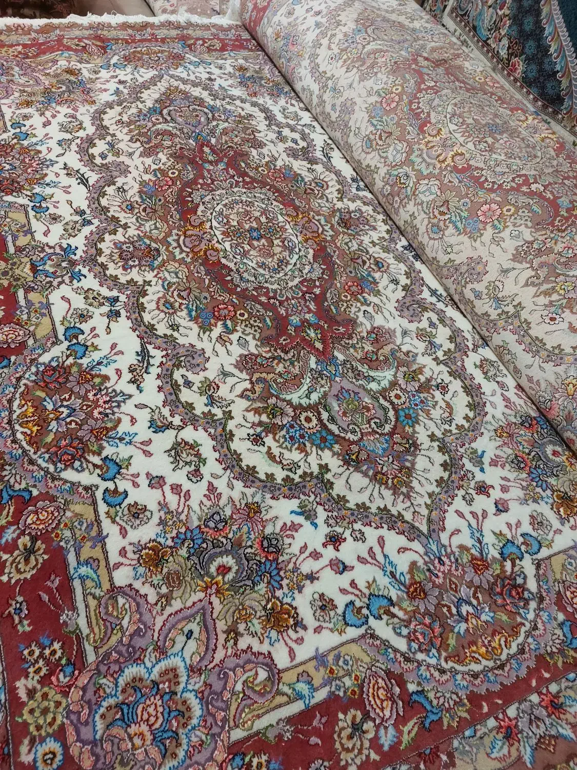 جفت شش متری خطیبی مرینوس ۴۰ رج|فرش|تبریز, |دیوار