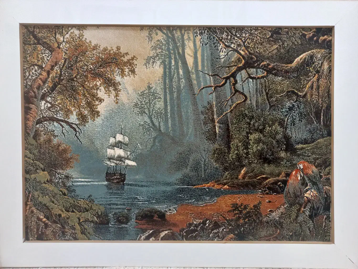 تابلو فرش ماشینی طرح منظره با قاب ام دی اف شیک|تابلو فرش|قم, دروازه چوبی|دیوار